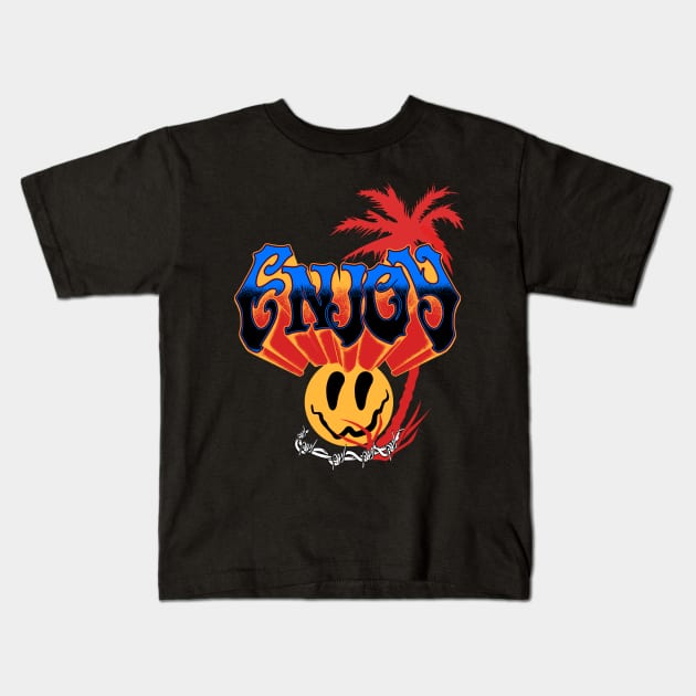 Plastic Beach Kids T-Shirt by CHAKRart